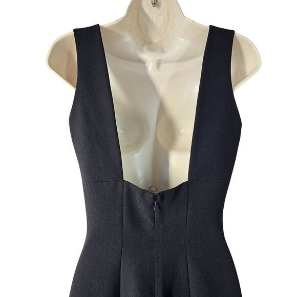 Andrea Polizzi Rex Lester 90s Black Crepe Open Back Sheath Dress Sz 8 Slvles LBD - Picture 7 of 8